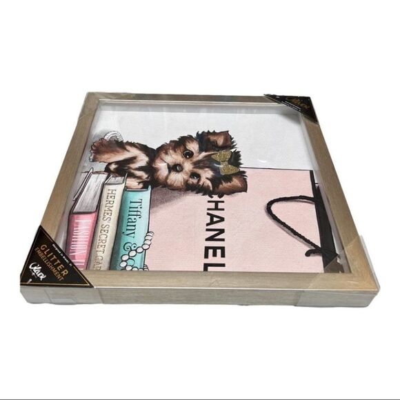 YORKIE Shadow Box Designer Bow Fashion Wall ArtBooks Decor Dog Paris Shopping - Picture 4 of 8